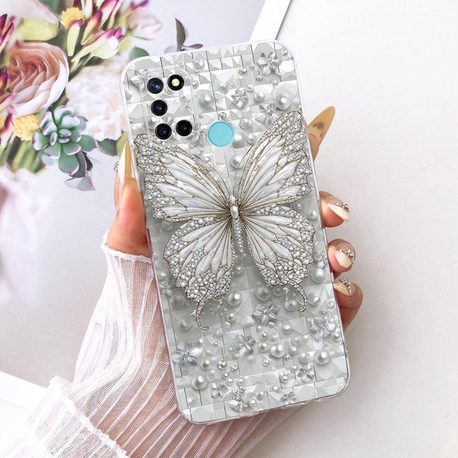 For Realme C17 Case RMX2101 Popular Flower Transparent TPU Silicone Cover For Realme 7i RMX2103 Funda RealmeC17 C 17 Phone Shell