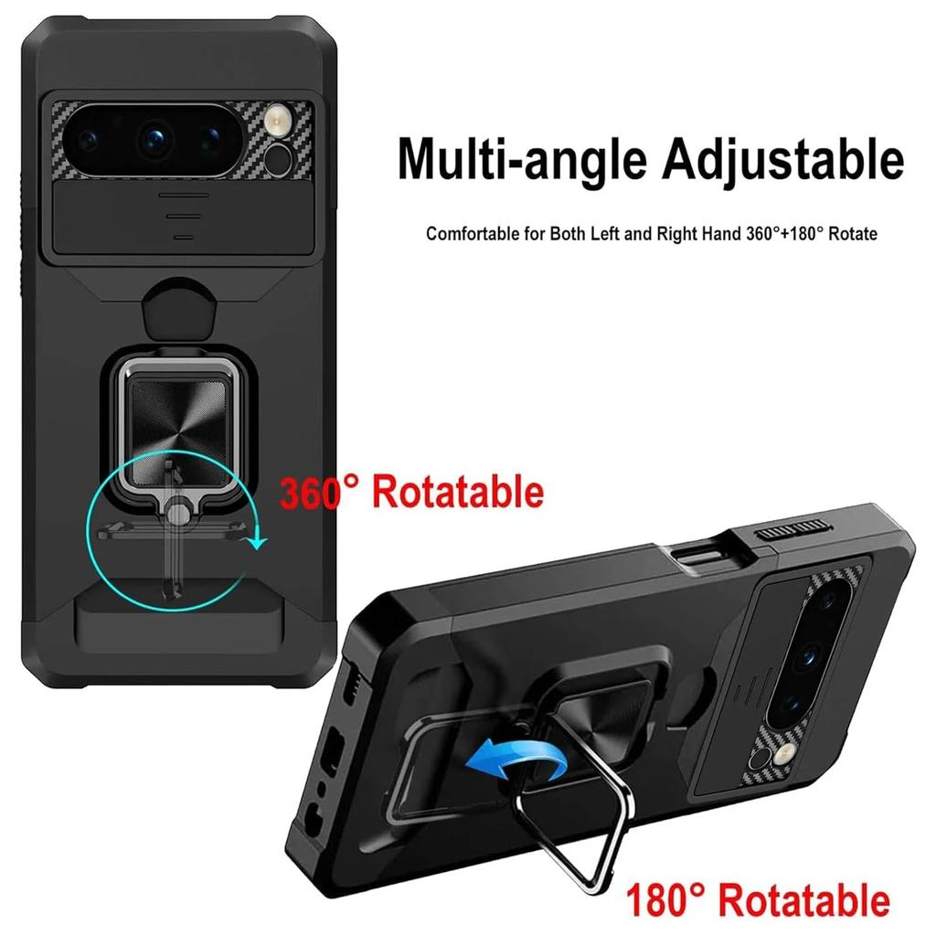 Case for Google Pixel 9A  9 Pro XL 8 7A 7 6 A Pro Slide Camera Card Holder Slot Wallet Protective With Ring Stand Cover