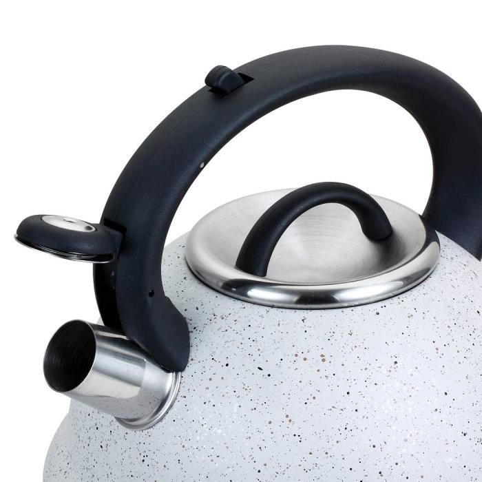 Bouilloire sifflante - ROSSETTO - 3L - Inox 18/10 - Compatible induction - Poignée soft touch