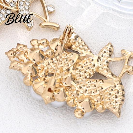 Dressy Lapel Pin Flower Branch Brooch with Faux Pearls Rhinestones, Decorative Alloy for Wedding Party, Dainty Jewelry Accessory Women Girls
