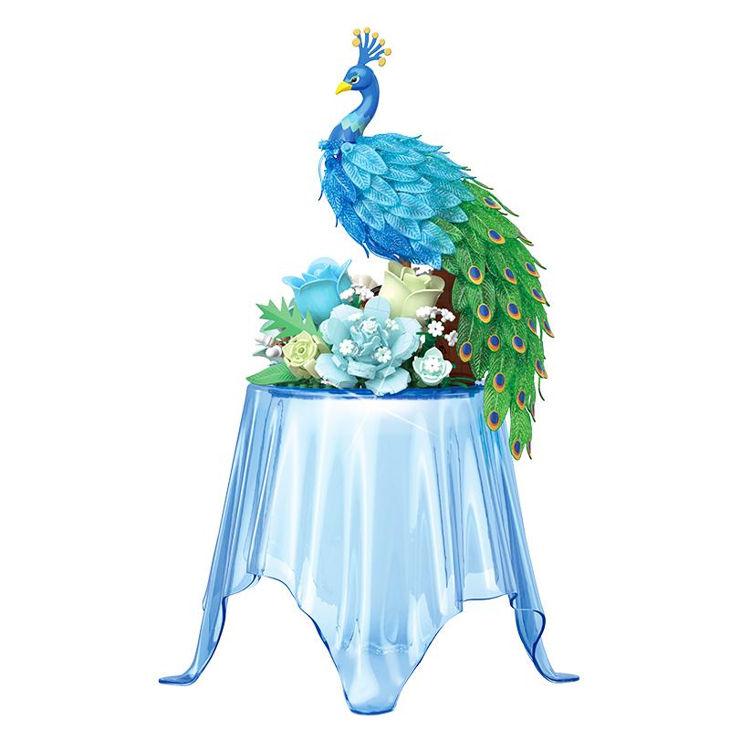 893PCS Flowers Peacock Model Building Blocks Sets Animals Mini Bricks Assembly Toys For Adults DIY Home Decor Gifts Items