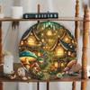 Vintage Forest Metal Tin Sign Pine Berries Round Wall Decor for Home