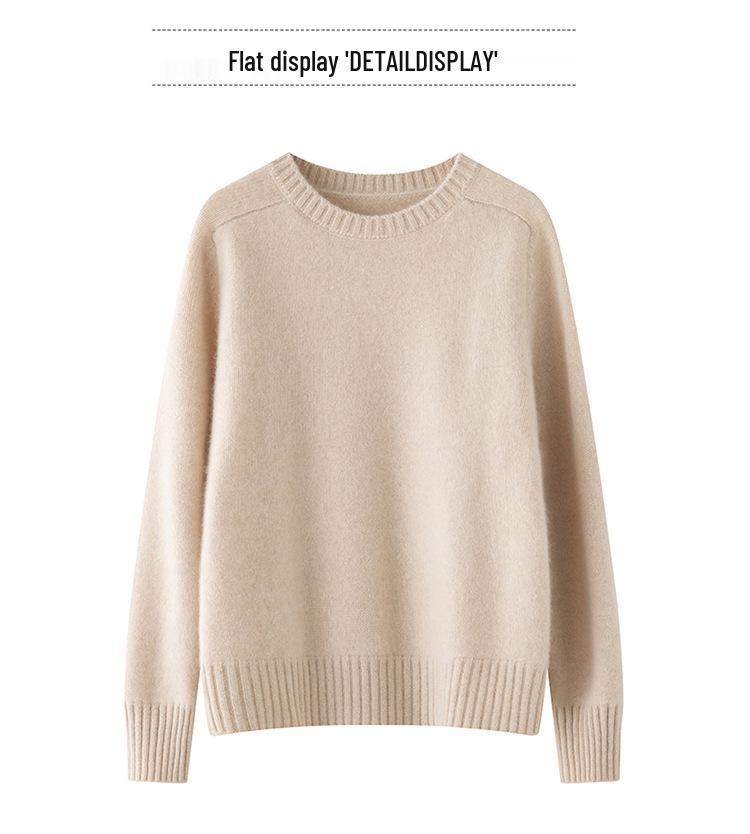 Women's Thickened Round Neck Cashmere Sweater - Autumn/Winter Loose Knit Pullover