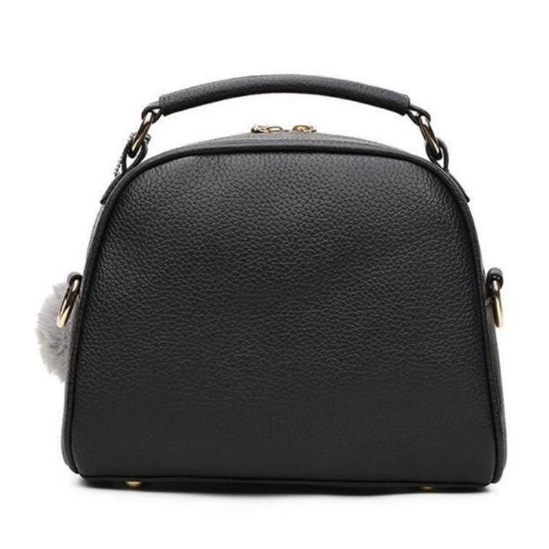 Leather Top-handle Bags Women Shoulder Handbags Hair Ball