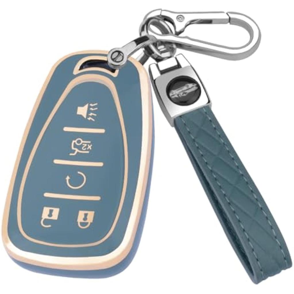 Für Chevy Autoschlüsselhülle mit Schlüsselanhänger, Weiche TPU-Schlüsselhülle Schale Vollschutz für 2016-2021 Chevy Equinox Malibu Camaro Cruze Blazer Traverse Trax