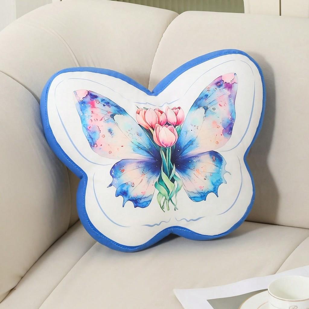 Butterfly Shape Cushion With Digital Print For Bed Couch Decor