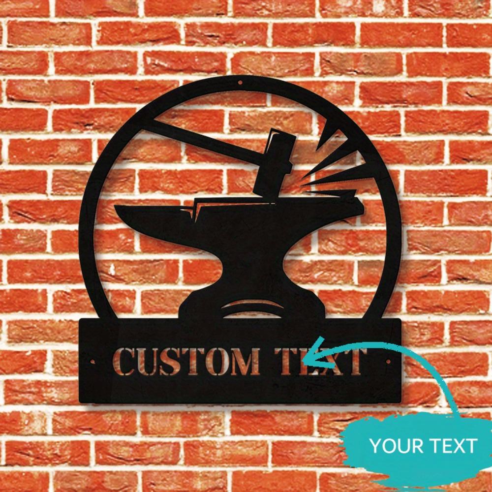 Personalizable Blacksmith Metal Wall Decor Classic Style Art for Home Shop Kitchen Custom Sign