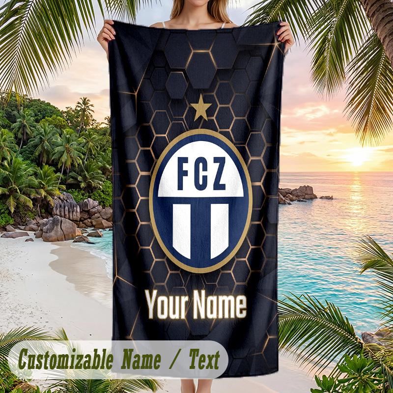 Asciugamano da Spiaggia Stampa FC Zürich Nome Personalizzato Testo Asciugamano Morbido per Piscina