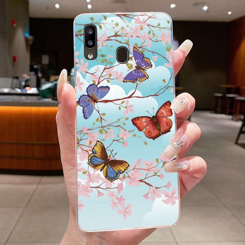 Phone Case For Samsung Galaxy A20E Flower Butterfly Protective Thin Cases For Samsung A20e Transparent Soft Silicone TPU Cover