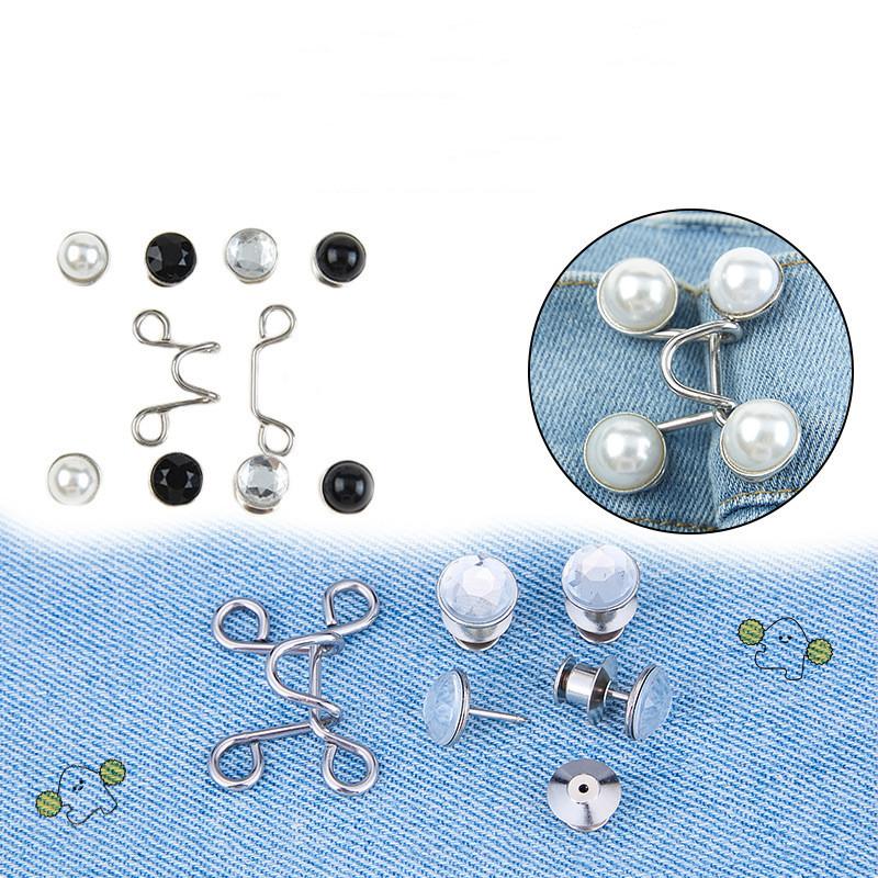 1 set Justerbart midjebälte Förlängare Utan Sömnad Byxklämmor Midjestramare Knapp för Jeans Kjolar Ärmar Passform Knappnålar Verktyg