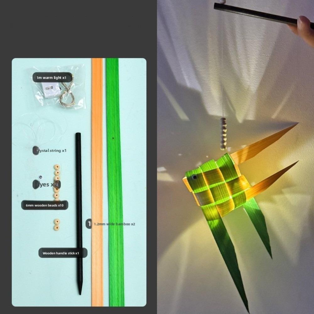 Hand-Woven Portable Koi Lantern Crafts Mid-autumn Festival LED Light Room Decorations