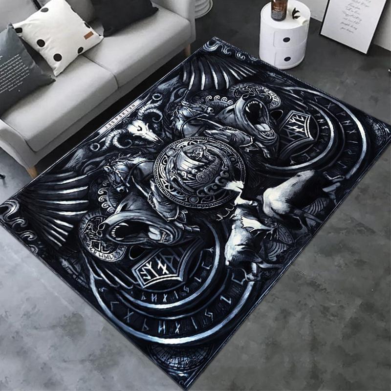 1PC Skull Dark Gothic Pattern Printed Carpet Rug for Living Room Bedroom Home Sofa Decoration,Non-slip Floor Mat Floor Mat