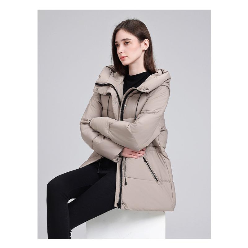 Women S Mid Length Hooded Padded Cotton Coat Slim Fit Casual Outerwear