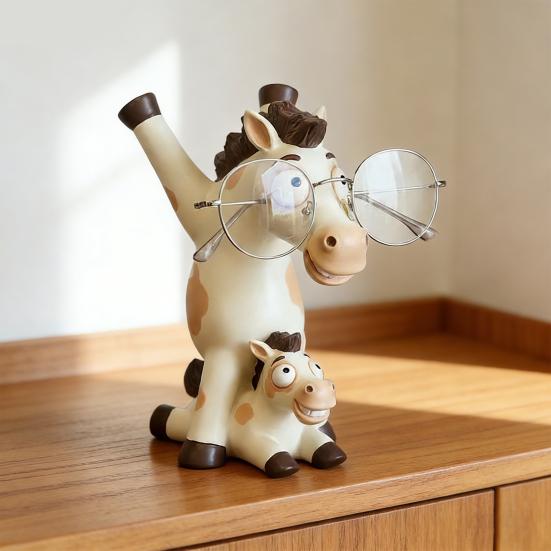 Cute Horse Glasses Holder Resin Animal Eyeglass Display Stand Novelty Horse Desk Ornament for Home Office Nightstand Table Decor