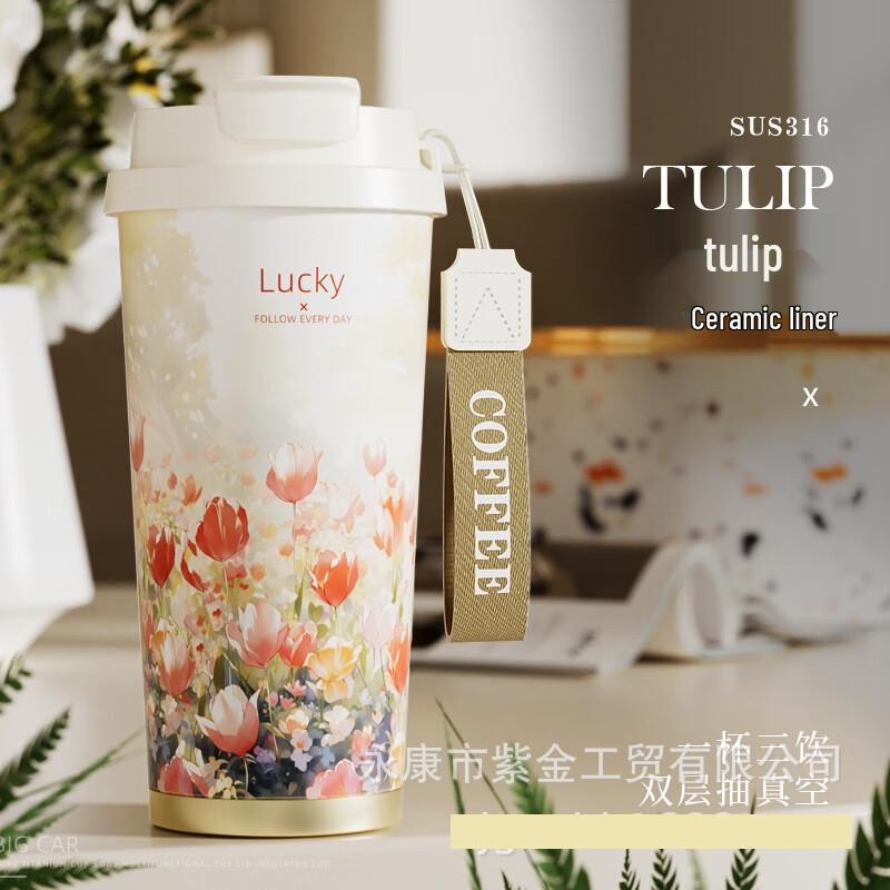 MRSIKEY Insulated Double-Drink Mug with Ceramic Liner