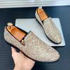 Luxury New Designer New Men's Gold Silver Glitter Sequin Loafers Casual Shoes Men Formal Wedding Dress Homecoming Shoes for Men