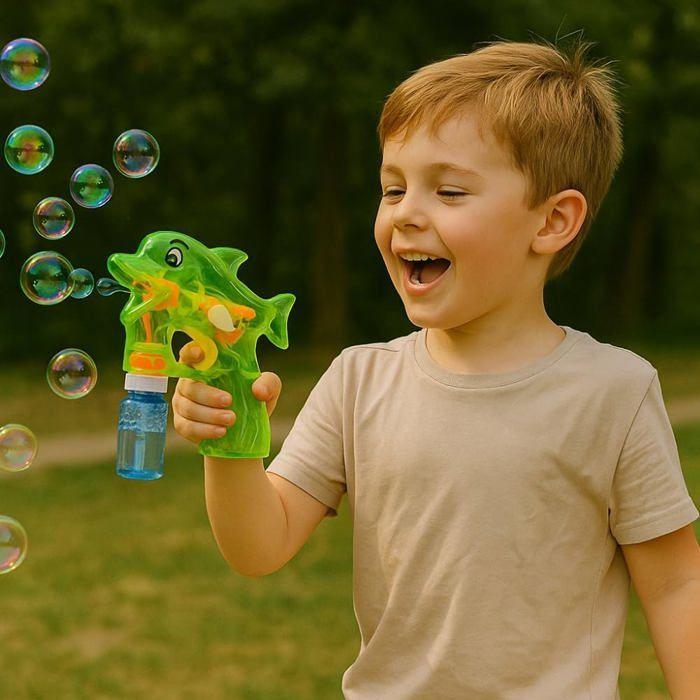 Plastic Dolphin Bubble Gun with 2 Refills Ideal for Children Outdoor Game