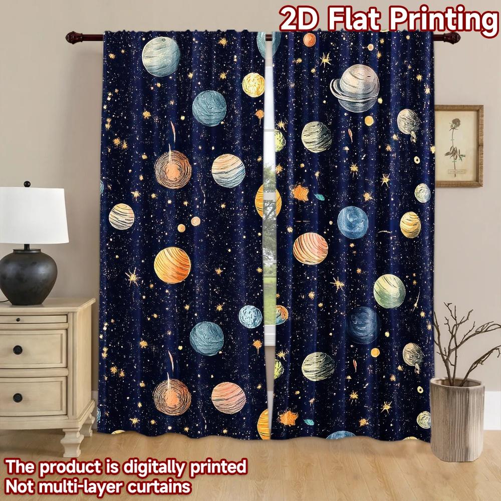 2D flat Photography Backdrop Popular Party Backdrop Colorful Cosmic Planets 100% Polyester Anniversary Perfect for Wall and