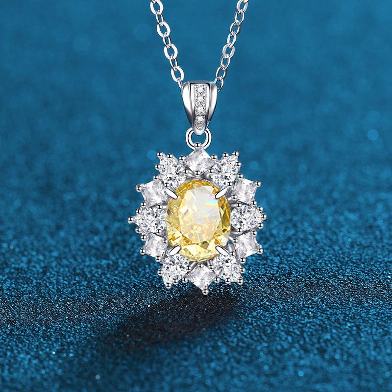 Gemstone Series High Carbon Diamond Multi-Color Necklace - Women's Fashionable Versatile Internet Celebrity Style.