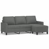 Vidaxl 3-Seater Sofa with Footstool, Dark Grey, 180 Cm, Fabric