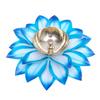 Brass Diya Oil Lamp Stand Lotus Kamal Patti Diyas for Puja Home Temple Decor (Sky Blue)