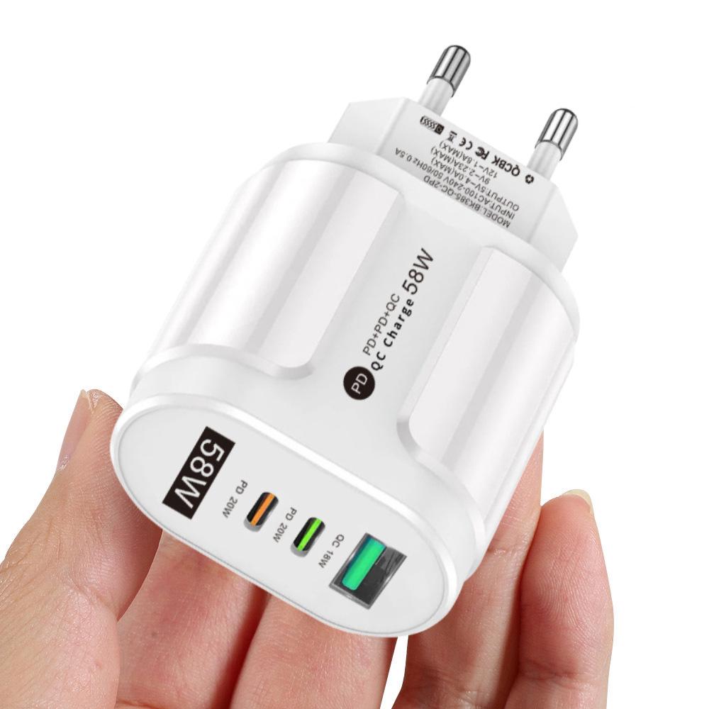 PD33W GaN QC3.0 Multi-Port EU Charger 9V/12V Fast Charging Adapter