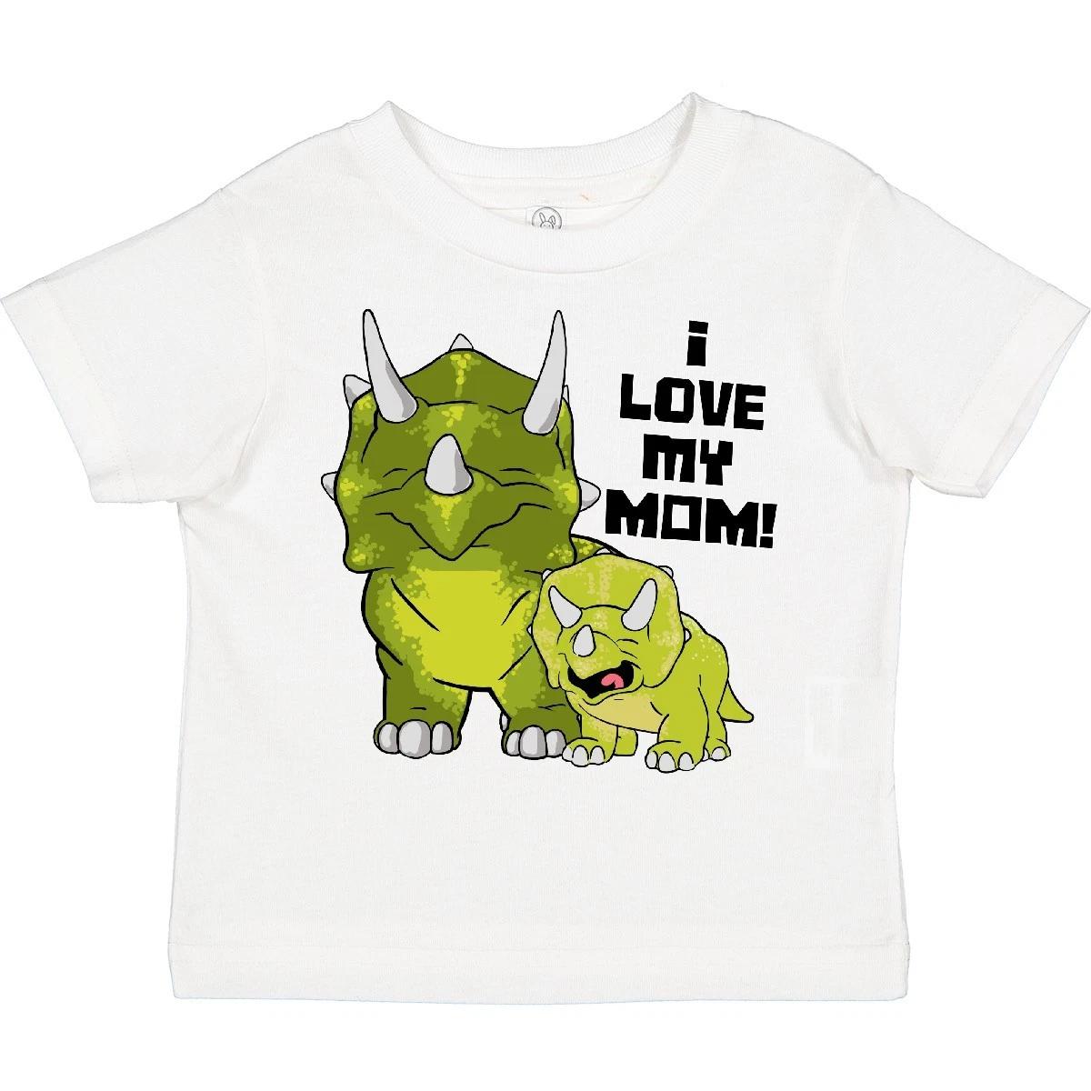 Inktastic I Love My Mom With Baby And Mommy Triceratops Toddler T-Shirt Mothers 140