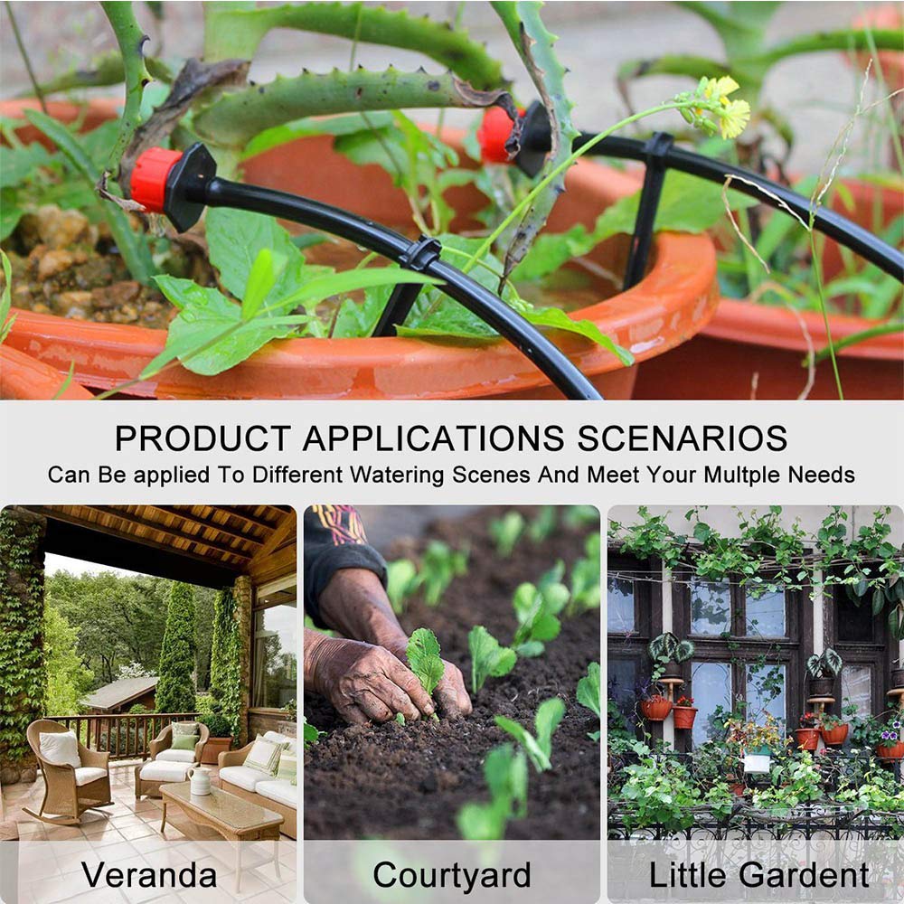 Kalolary Sistem de Irigare prin Picurare 25m cu Duze de Irigare prin Picurare Automate și Ideal pentru și Alte Grădini Temporizator, Grădinărit, Bonsai,