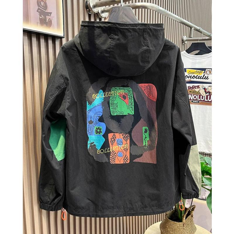 Jacket Men's Spring and Autumn New Loose Fat Jacket Hooded Jacket Slimming