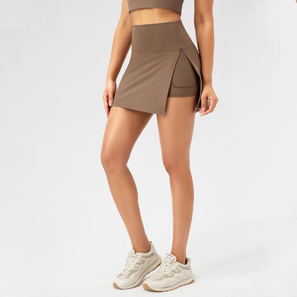 High Waisted Women'S Yoga Fitness Tennis With Lining Anti Glare Running Quick Drying Short Skirt Pants