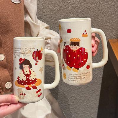 Retro-Stil Eltern-Kind-Zeit Keramik-Wasserbecher Tasse mit großem Fassungsvermögen Paar-Kaffeetasse Geburtstagsgeschenk für Jungen und Mädchen