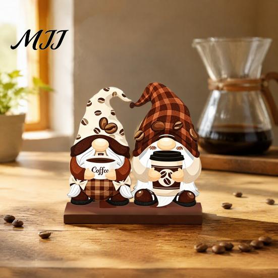 Farmhouse Coffee Station Decorations Bar Table Ornament, Wooden Theme Stand with Stable Corner Decorative Base, Retro Tray for Kitchen Countertop