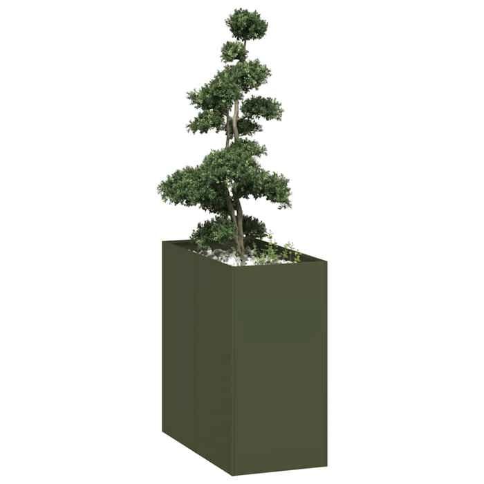 VidaXL Jardinière vert olive 40x80x80 cm acier, pot de fleurs, support de plantes, lit surélevé, support de jardinière, bac 860776