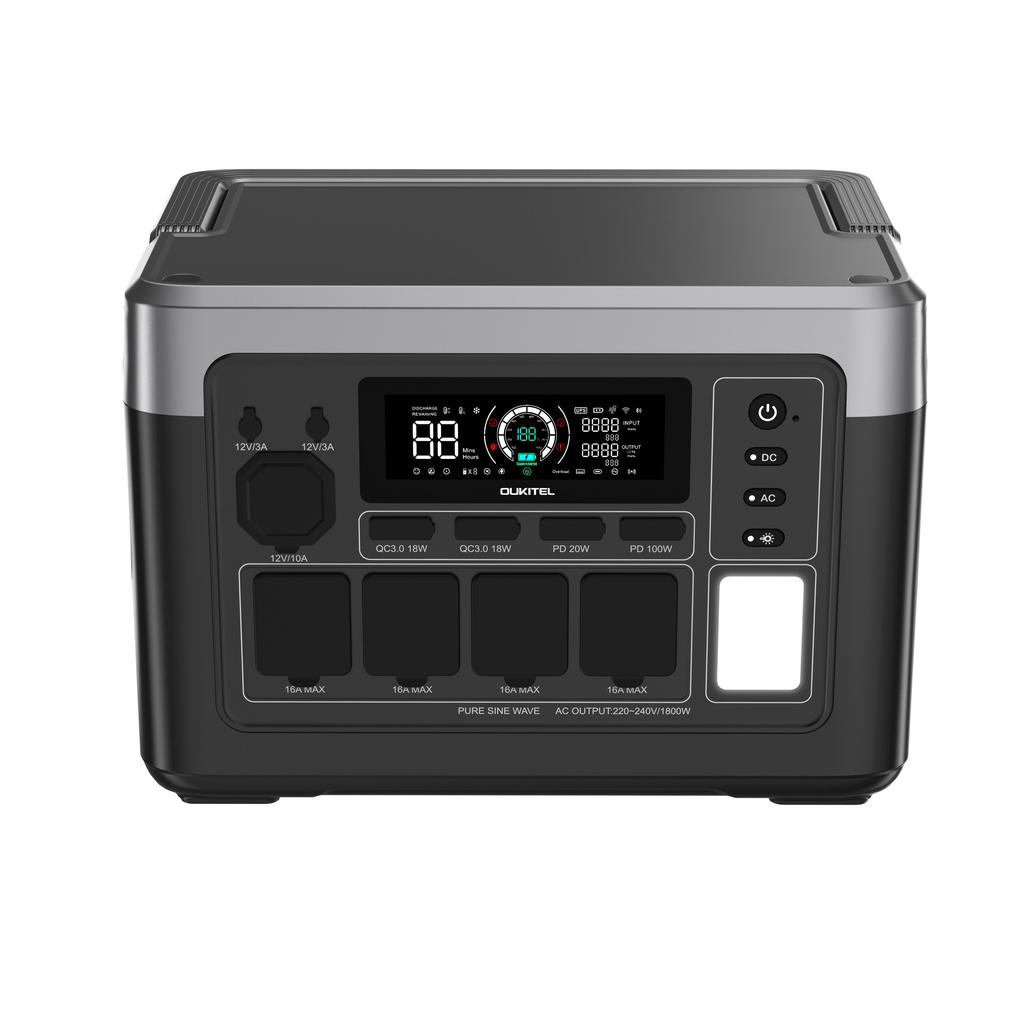 OUKITEL P1000 PLUS Tragbare Powerstation, 1800W 1024Wh Solargenerator mit LiFePO4-Akku, Schnellladung, Intelligente App-Steuerung für den Außenbereich