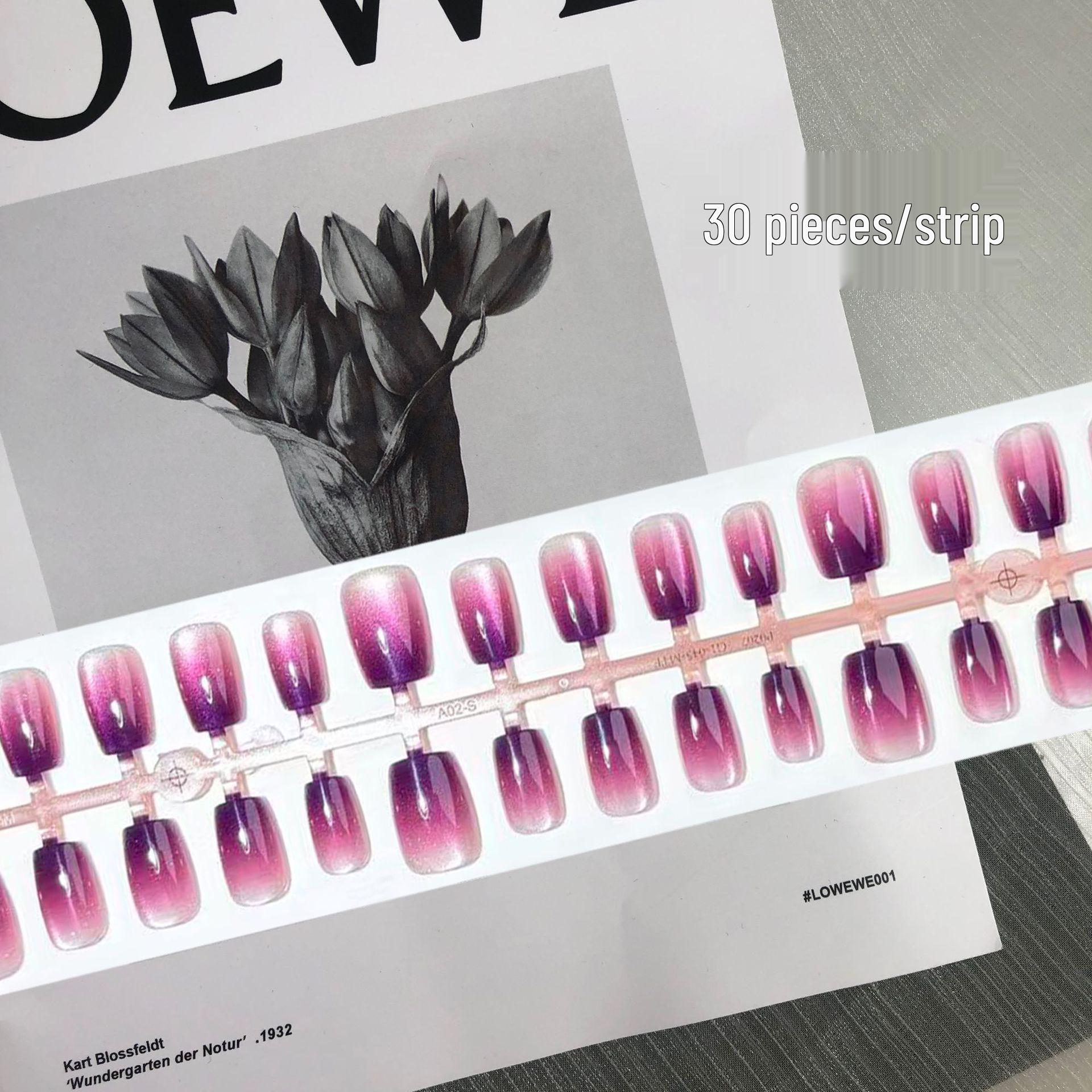 

Eggplant Gradient Cat Eye Press-On Nails - Grape Purple, 30 Short Patches