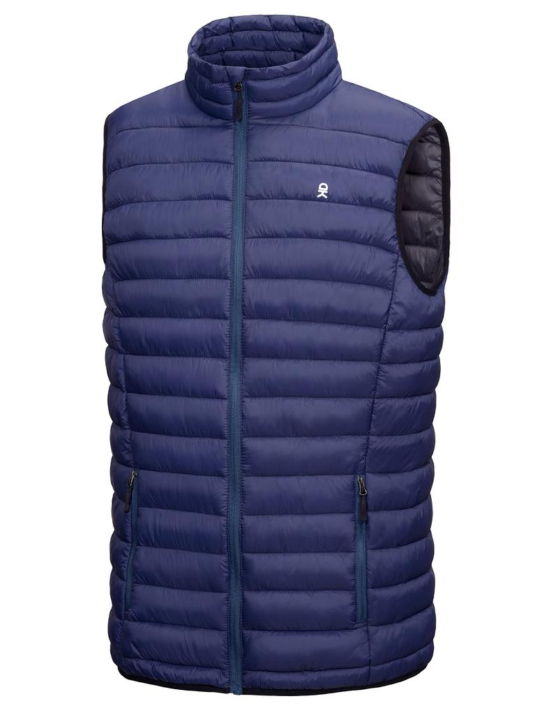 Little Donkey Andy Quilted Golf Sleeveless Down Warm and Cold Size M Men's Vest, Full-Zip Jacket, Weather, Navy,