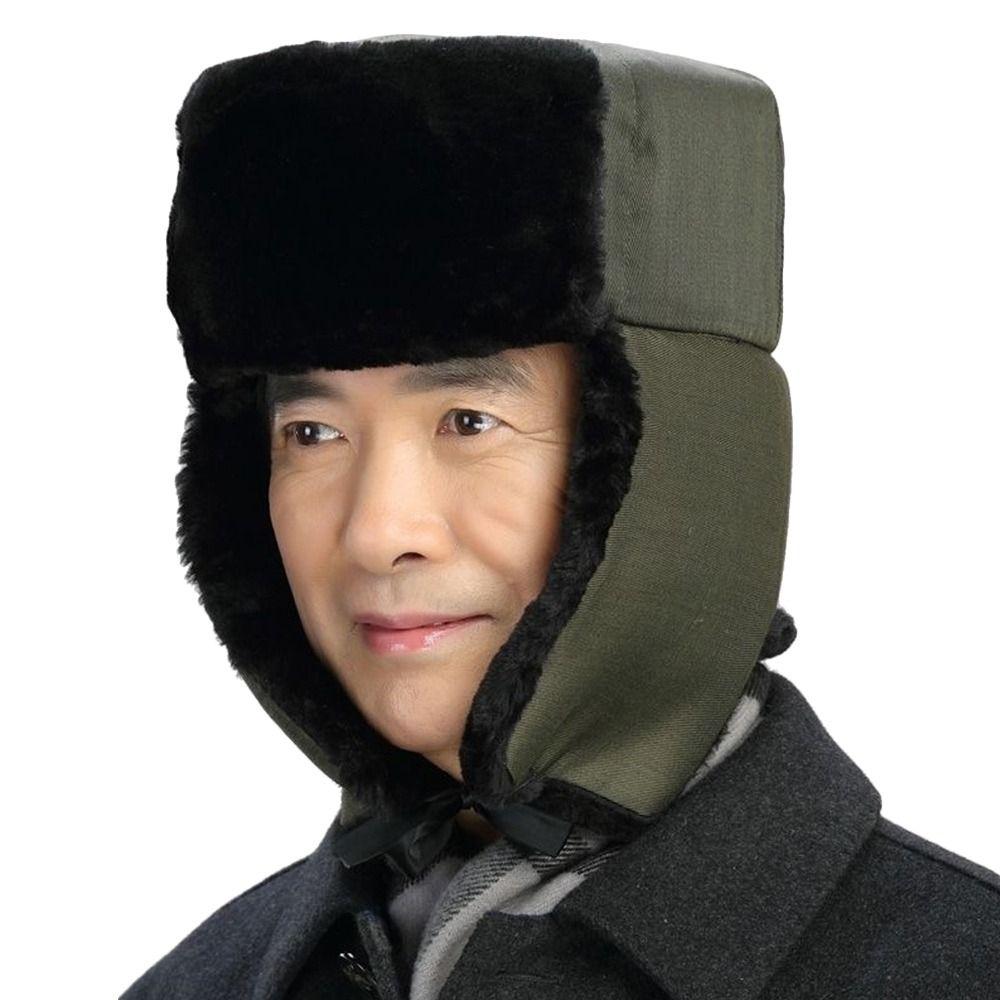 Chapeau Bomber Chaud Ushanka Épais Chapeau en Fourrure Chapeau d'Hiver d'Extérieur pour Hommes Femmes