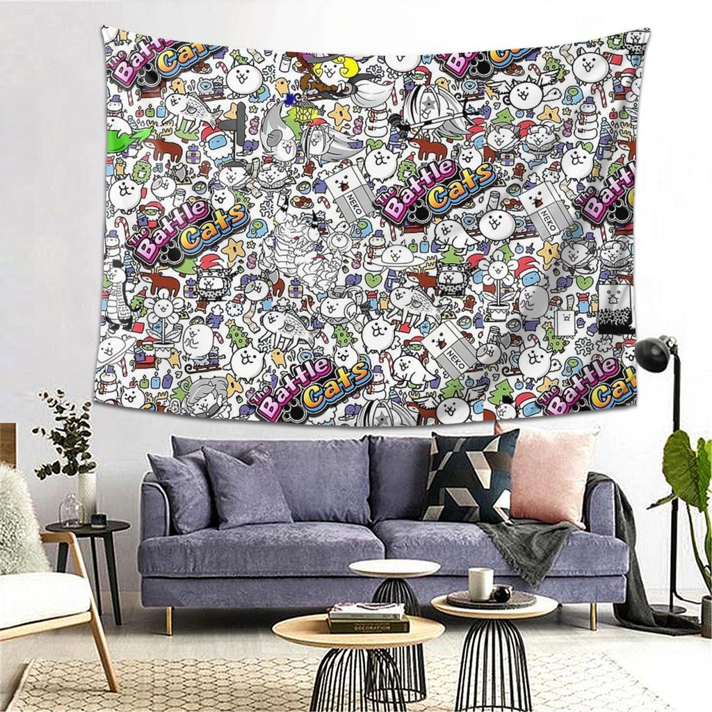 Battle Cats Tapestry Decoration Art Aesthetic Tapestries for Living Room Bedroom Home Wall Cloth Wall Hanging