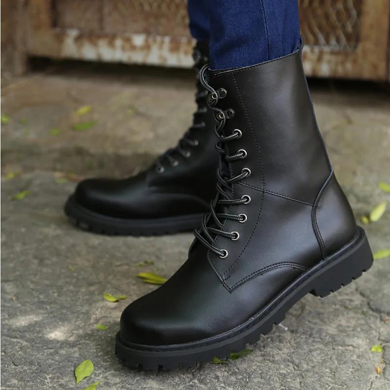 Fashion Motorcycle Boots Men Winter Shoes Warm Waterproof Men Leather Boots Footwear Cowboy Tactical Boots Men Casual Shoes Zapatillas