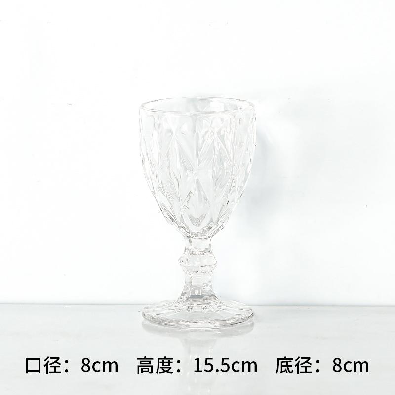 Vintage Colored Goblet, Wine and Water Glass, Machine Pressed, Clear, Blue, Pink, Grey, 1 Piece, 250ml