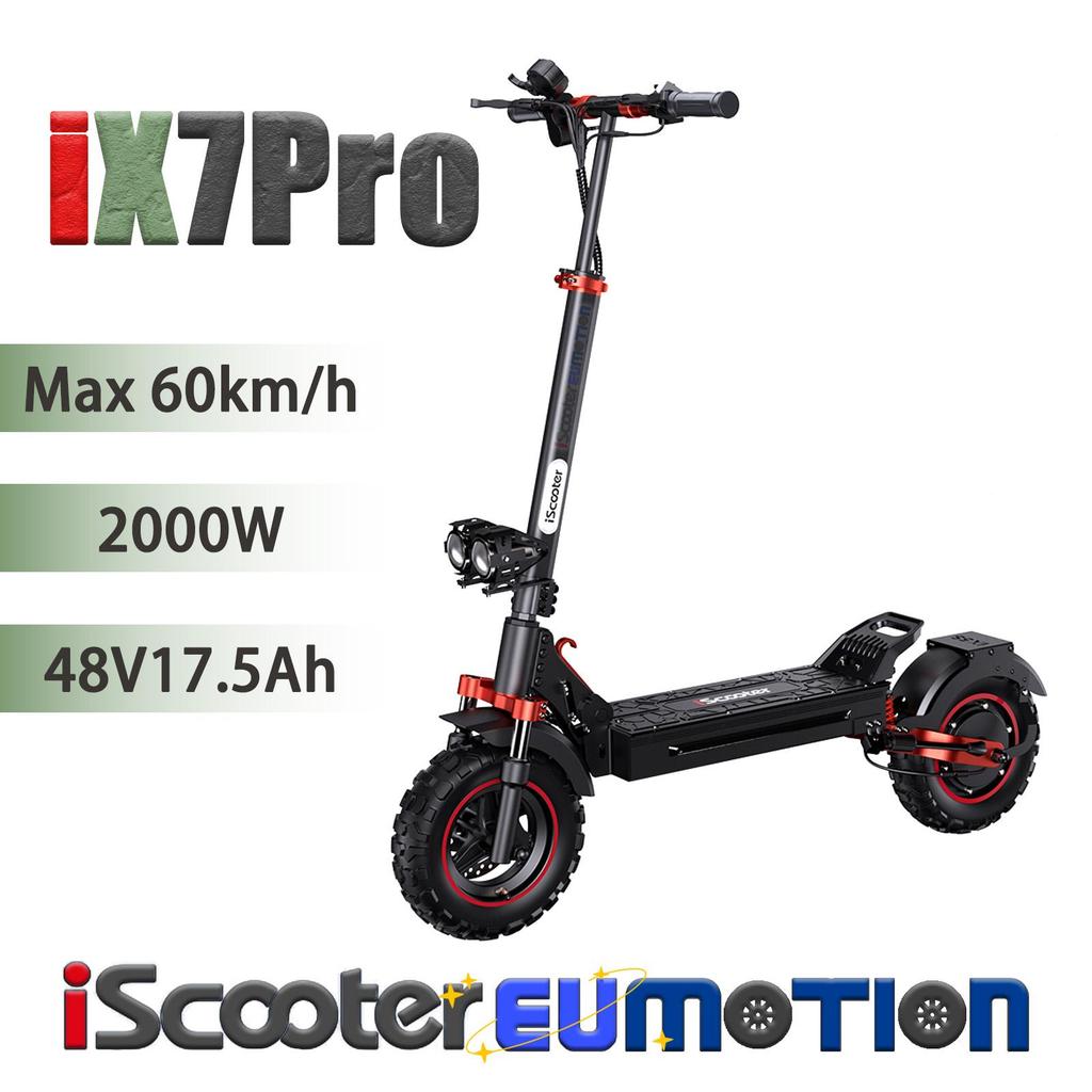 iScooter iX7Pro All Terrain E-Scooter for Adults 2000W, 48V17.5Ah, Full Suspension, APP Control, 10" Off-Road E-Scooter with ambient light