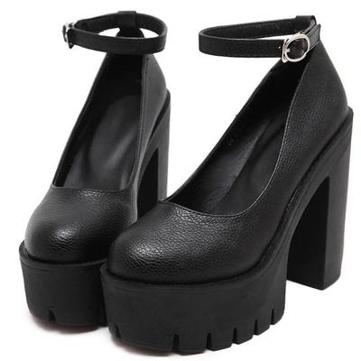 Spring Autumn Casual High Heels Shoes Sexy Chunky Heel Platform Shoes White Black Size 42 Single Shoes