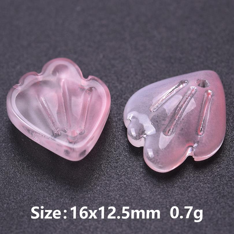 50pcs Mix Glass Shell Ginkgo Leaf Glans Dorsal Lobe Glass Charms For Jewelry Making Supplies Plant Accessories Handmade Pendant
