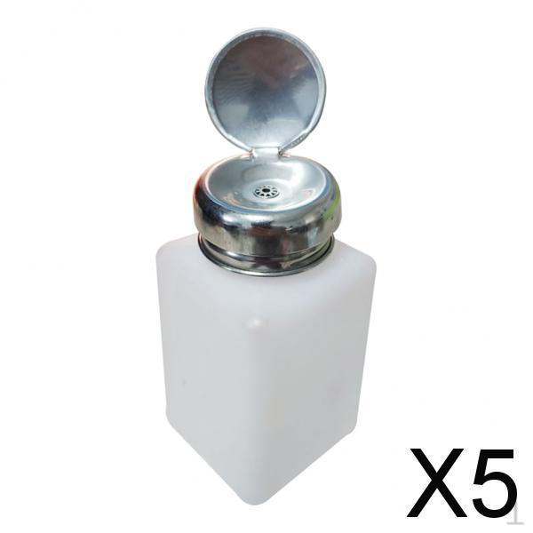 

5x Nail Polish Remover Pump Dispensers, Empty Plastic Dispenser Bottle with Cap - 200ml