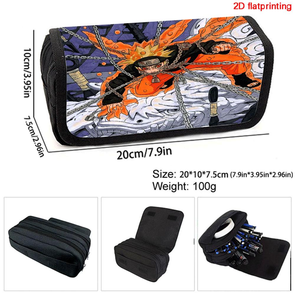 NARUTO Cartoon Anime Pencil Box Double Layer Flip Pen Case Lightweight Stationery for Kids School Daily Use,Boys&Girls Ages 5-11