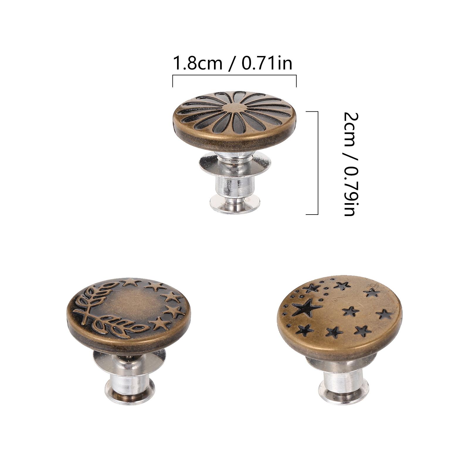 

10Pcs Metal Button Kit Vintage Retro Round Blazer Buttons for Coat Jeans Detachable Adjustable Sewing Fastener DIY кавовий