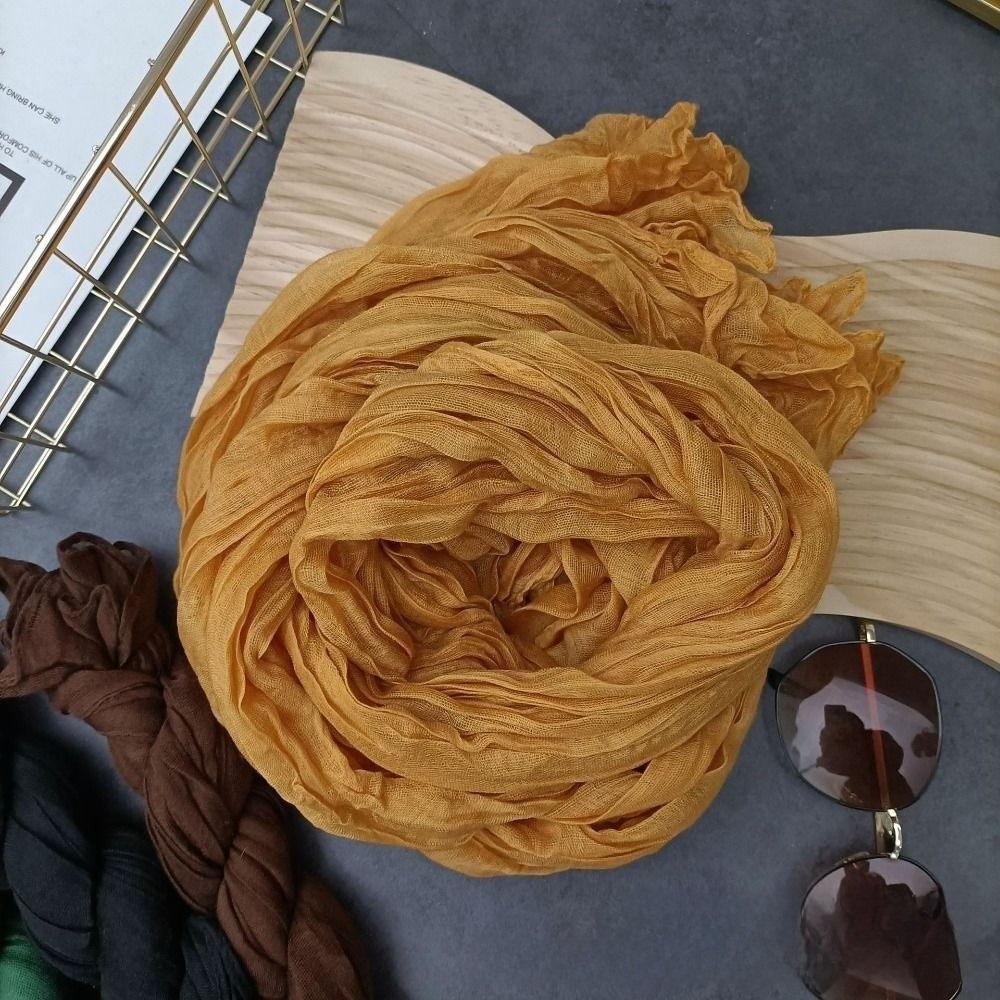 Retro Pleated Printed Scarf Luxury Brand Designer Long Shawl Wrap For Spring Autumn Winter