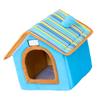 Winter Pet Bed House with Removable Pad Washable Cute Comfortable Warm Pet Bed House for Dogs and Cats Blue