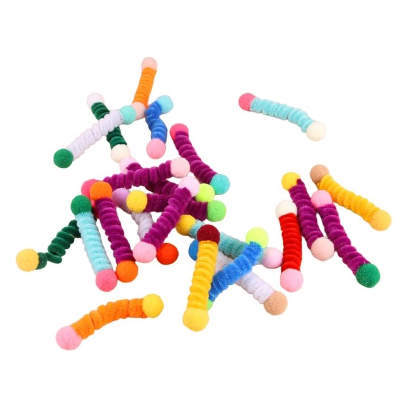 

Pack of 24 Double Ended Cats Teaser with Gentle Hair Strips And Lightweight Colorful Plush Ball For Active Kitten 1