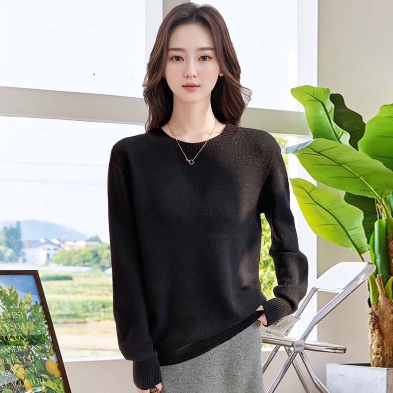 Mokana Women's Basic Round Neck 99% Wool Sweater MKNJD2848